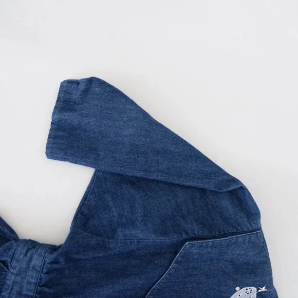 Vintage Tobi Dark Wash Button Up Western Cowgirl Denim Stud Midi Dress M - Picture 11 of 12